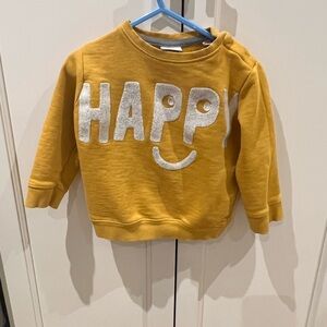 Zara Mustard Yellow 'Happy' Sweatshirt 2-3t